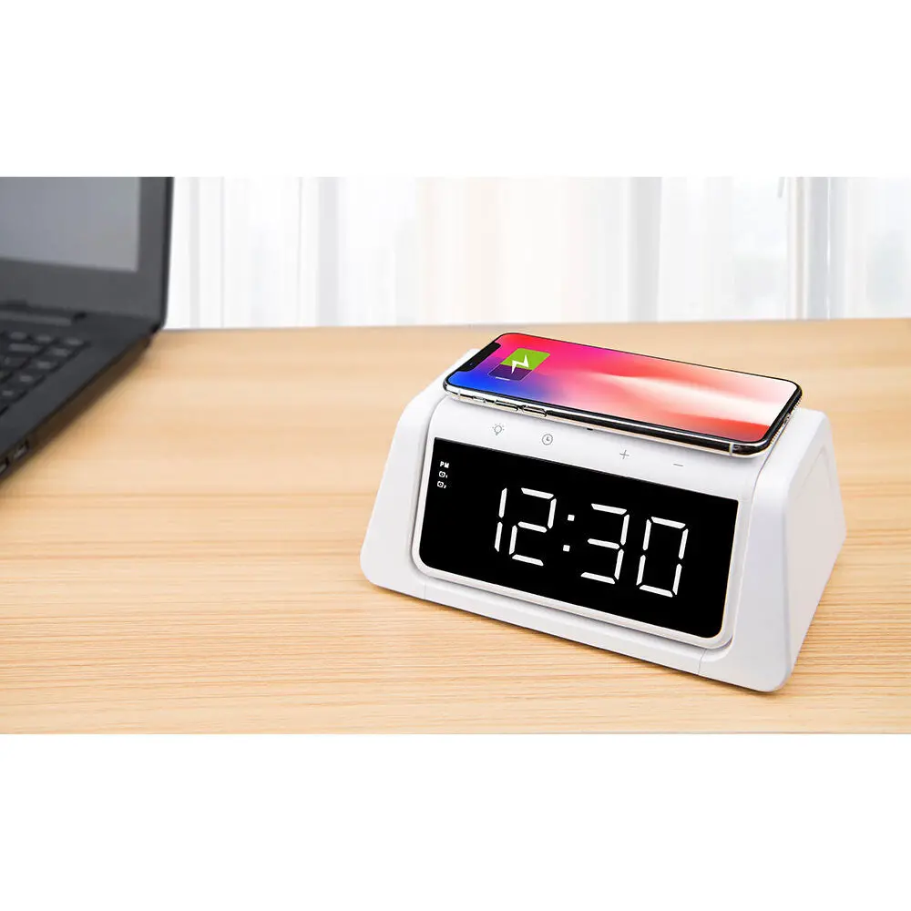 Rewyre Alarm Clock Usb-C 5V 10W Qi Wireless Charger With Uv Lamp (White) 2