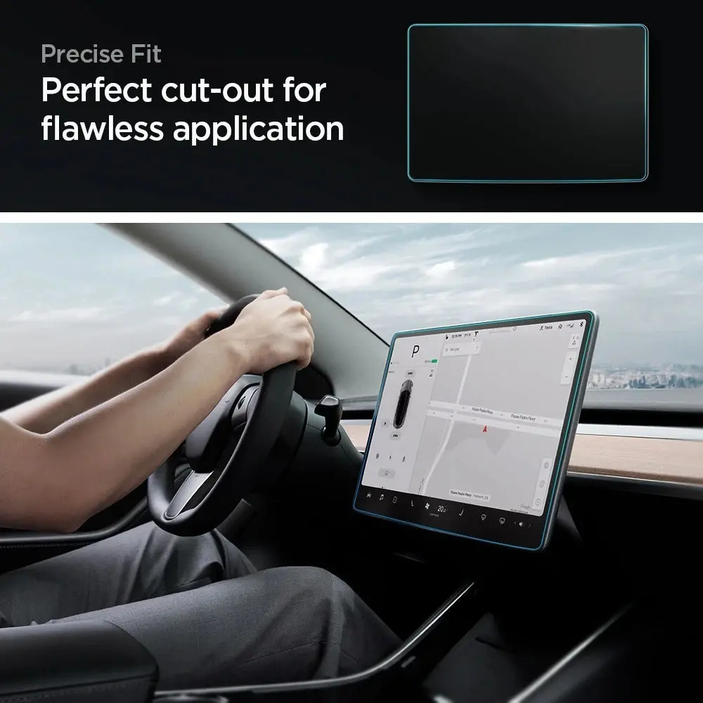 Spigen Tesla Model 3 Y (2017-2024) Ez Fit Glas.Tr Anti-Glare Glass Screen Protector 15" (Anti Glare Clear) 2