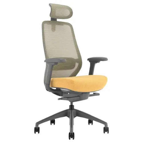 Desky Coilflex Ergonomic Office Chair - Yellow/Grey / Headrest 1