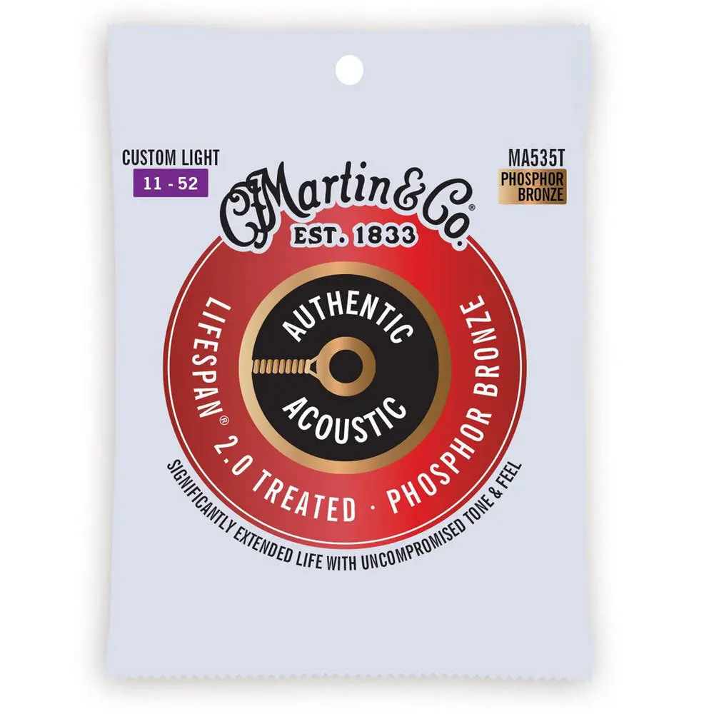 Martin Guitar Ma535t Authentic Treated Strings 92/8 Phosphor Custom Light 1