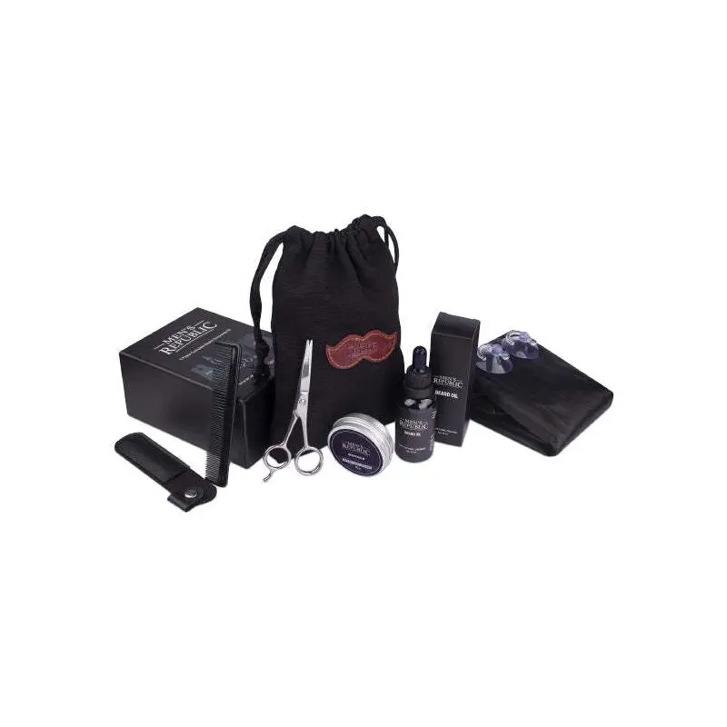 Men's Republic Beard Grooming/Styling Kit With Storage Bag And Apron 6Pc 1