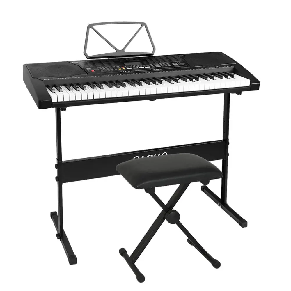 Alpha 61 Keys Electronic Piano Keyboard Digital Electric With Stand Stool Lighted 1