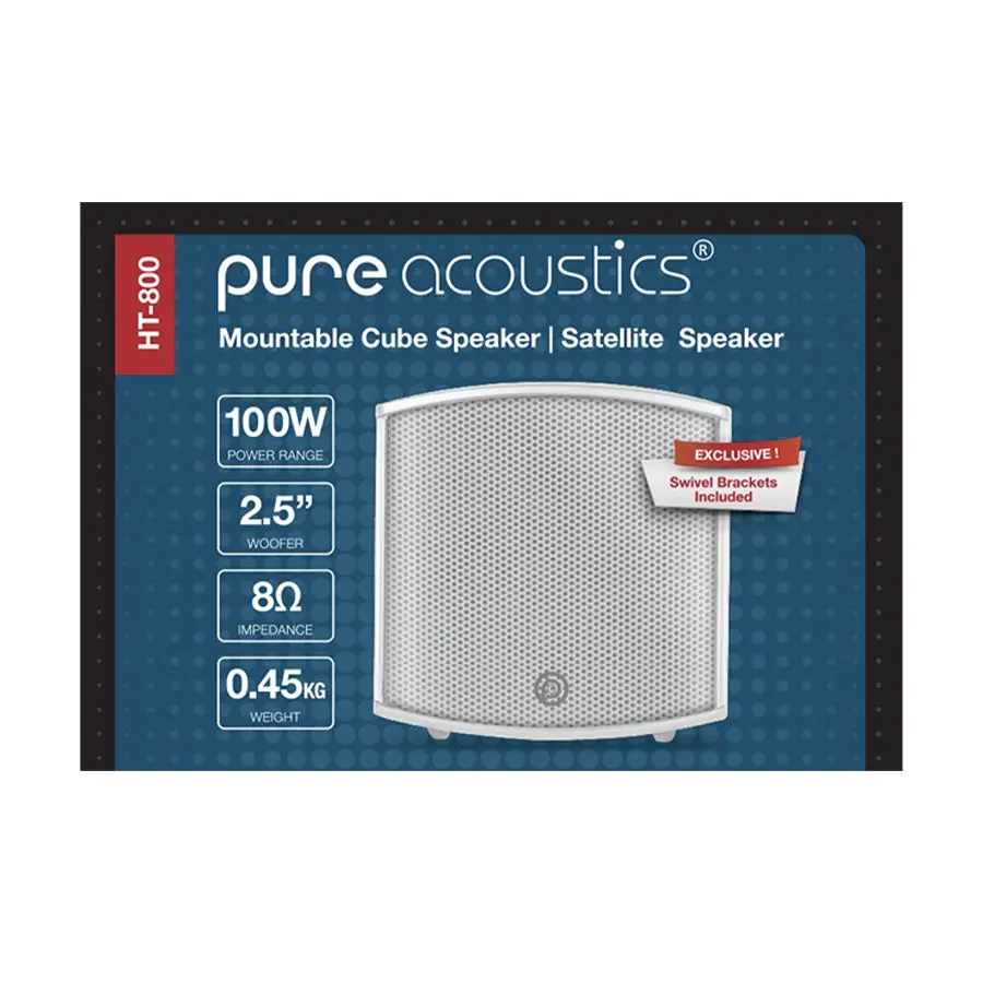 Pure Acoustics 10Cm 100W Mountable Cube Satellite Speaker (White) 2