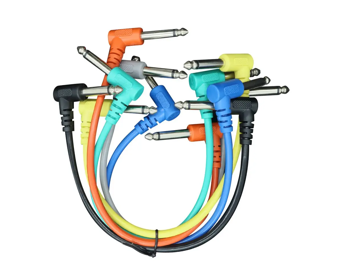Precision Audio  Instrument Patch Cables 1/4" 6.35Mm Guitar Effects Pedal 15Cm 6-Pack 1
