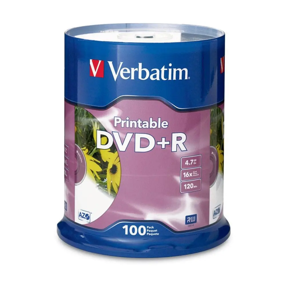 Verbatim Dvd+R White Inkjet 16X Speed Blank Discs 4.7Gb 100Pc 1