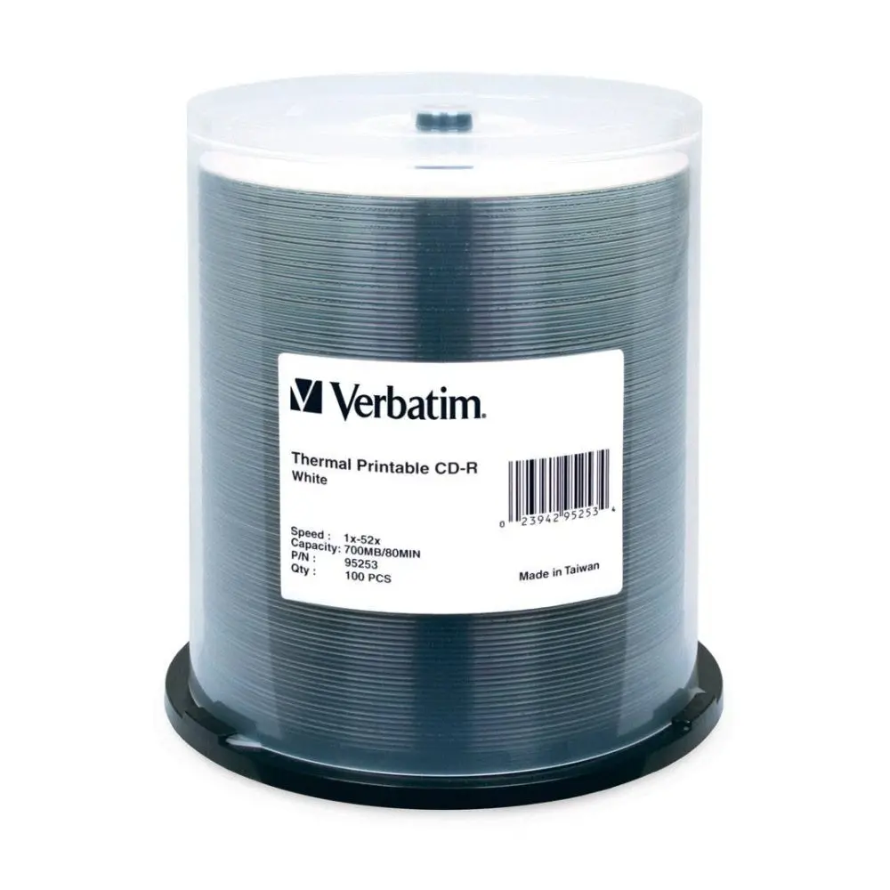 Verbatim Cd-R White Wide Thermal 52X Speed Blank Discs 700Mb 100Pc 1