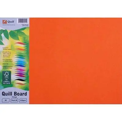 Quill Board Paper 210Gsm A3 Pack 25 (Orange) 1