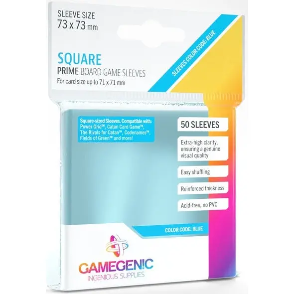 Gamegenic Prime Board Game Sleeves Square Sized 73Mmx73mm 50 Sleeves (Blue) 1