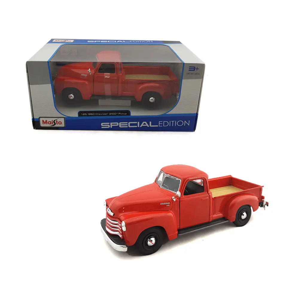 Maisto Licensed 1:24 Scale Chevrolet 3100 Pickup 1950 Diecast Model Car (Red) 2