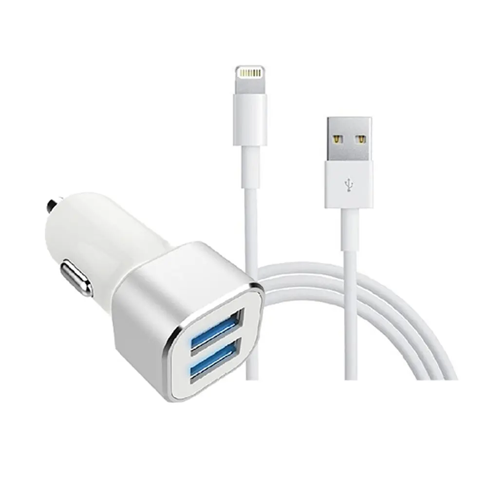 2-Port Usb Car Charger With 8-Pin Cable 1