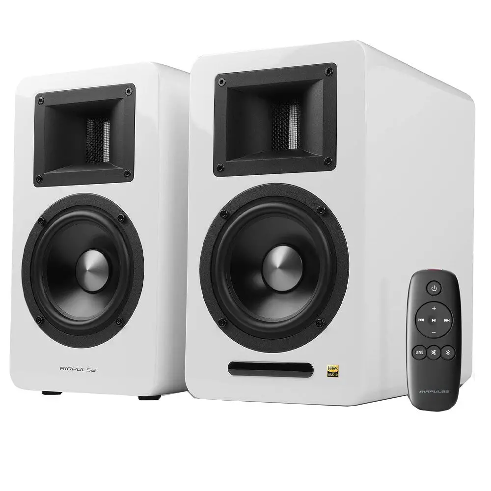 Airpulse A100 Wireless Active Bookshelf Speakers (White) 1