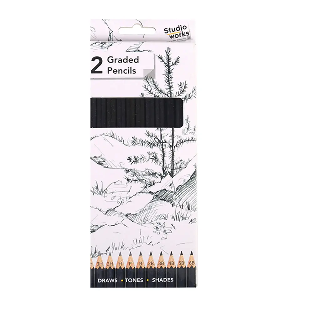 12Pc Studio Works Graded Lead Pencils Assorted Grades Soft & Hard 1