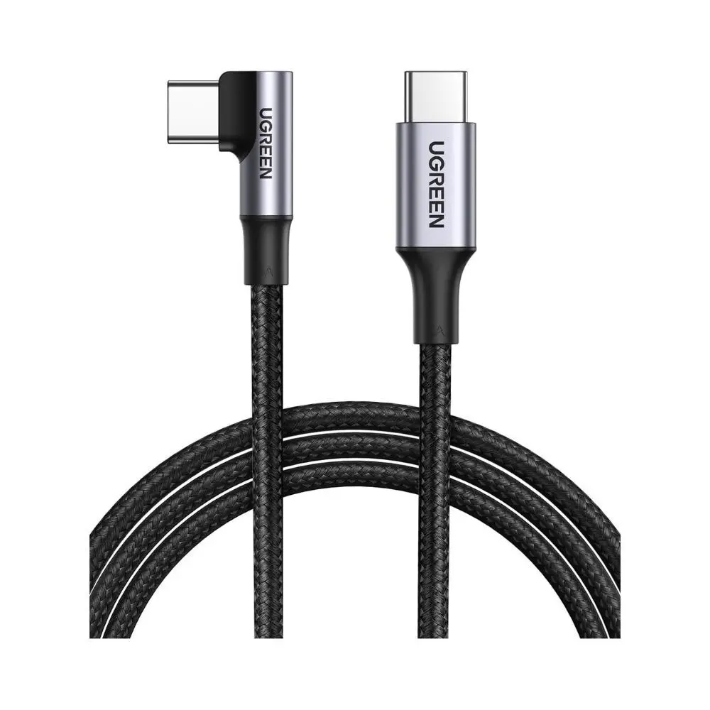 Ugreen 90 Degree Angle Usb-C Male To Usb-C Male 100W Braided Cable 2M 1