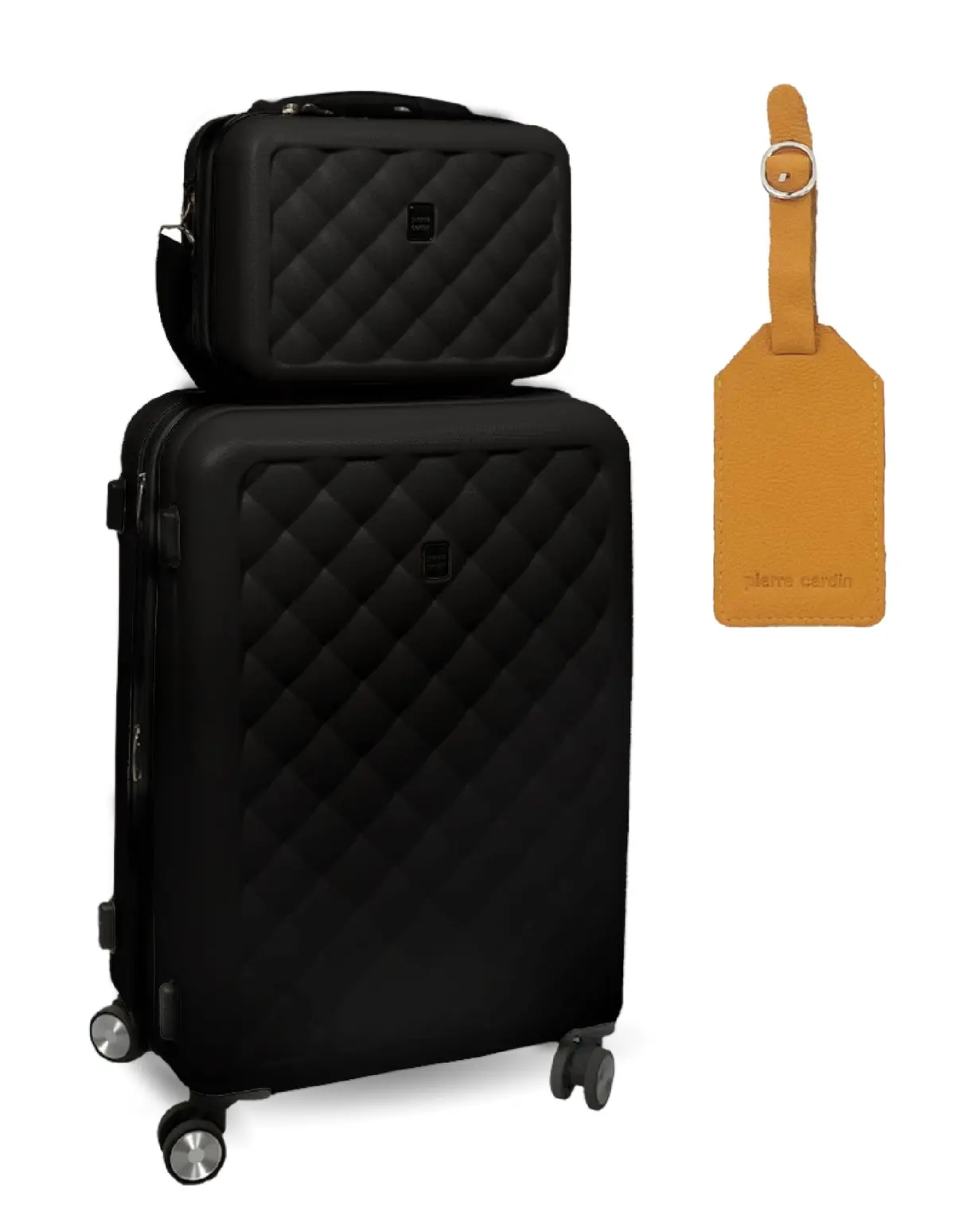 Pierre Cardin Medium Hard-Shell Suitcase & Mini Beauty Case Set W/ Tag Black 1
