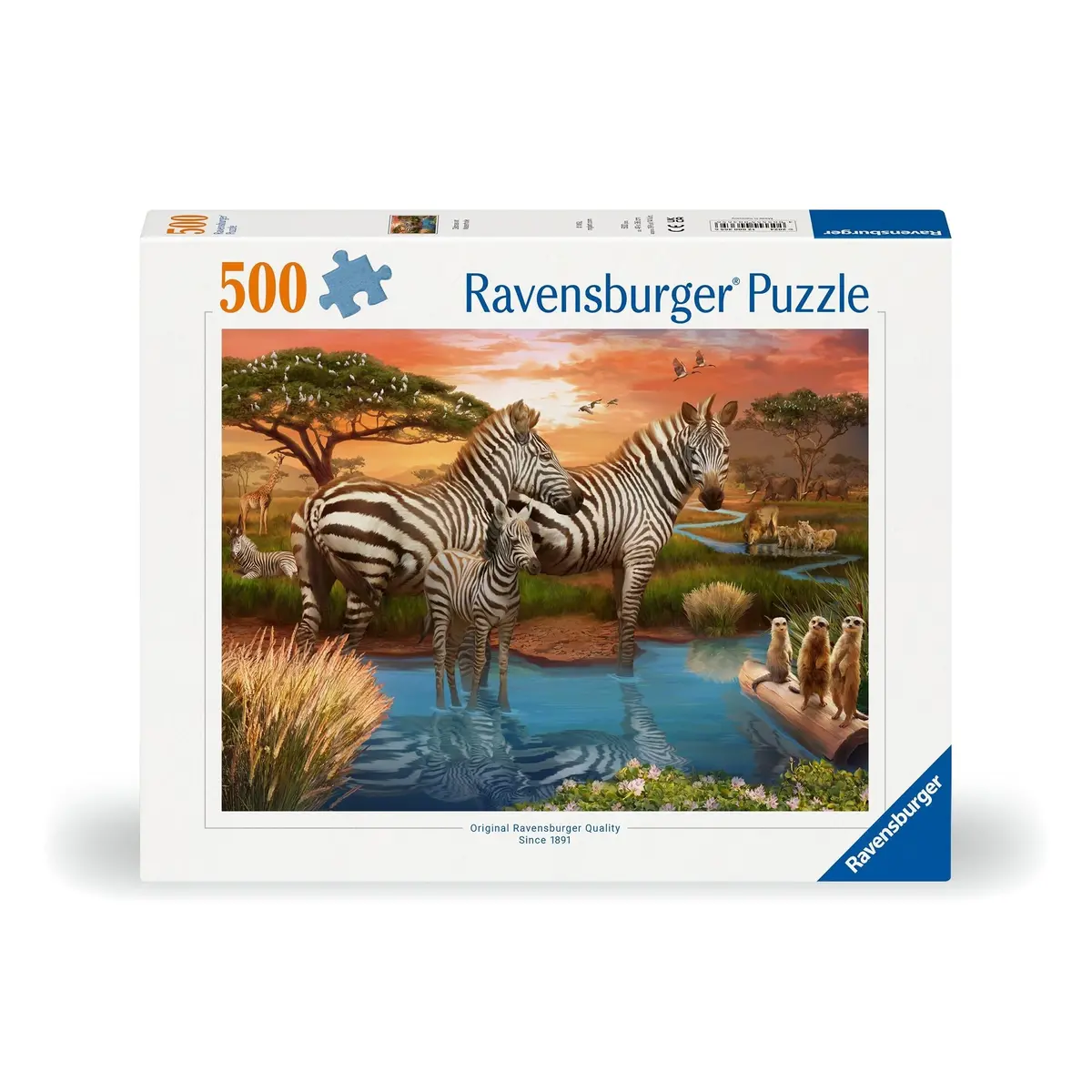 Ravensburger 500Pc Zebras At Waterhole Puzzle 1