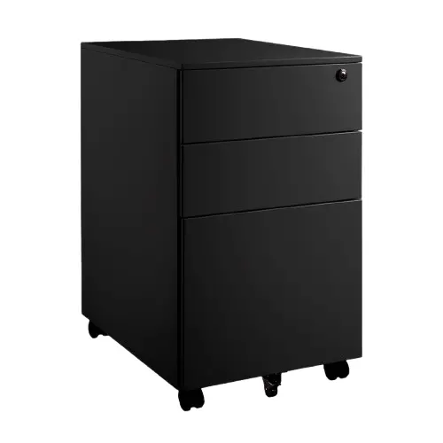 Desky Go Slimline Steel Mobile Pedestal - Black 1