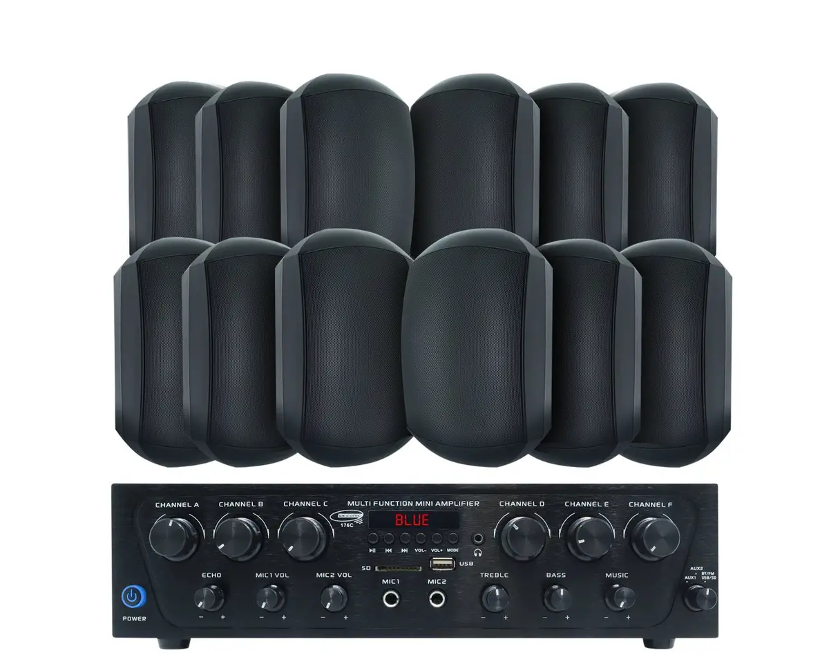 Weconic Outdoor Speaker Package With 480W Bluetooth Amplifier 1