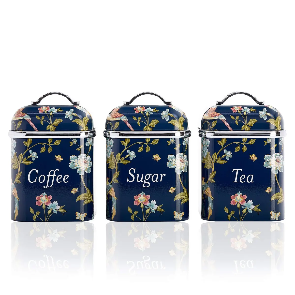 Laura Ashley Elveden Canister Set Of 3 Navy Blue 1