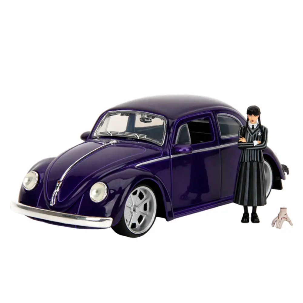 Jada 1:24 Scale Volkswagen Beetle With Wednesday Addams & Thing Diecast Model 1