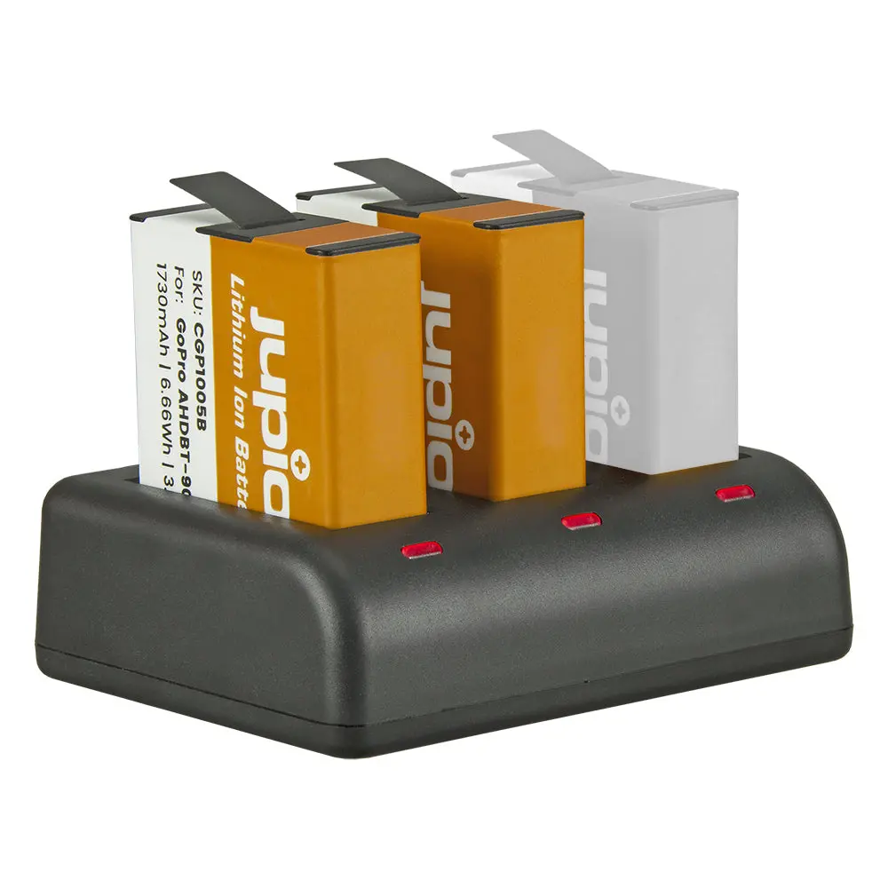 Jupio 2X Batteries 1730Mah & Usb Triple Charger Kit For Gopro Hero 9/10 2
