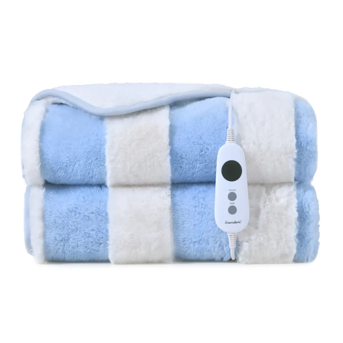 Dreamaker Denver Carved Stripe Faux Fur Heated Throw [180X200cm] (Sky) 1