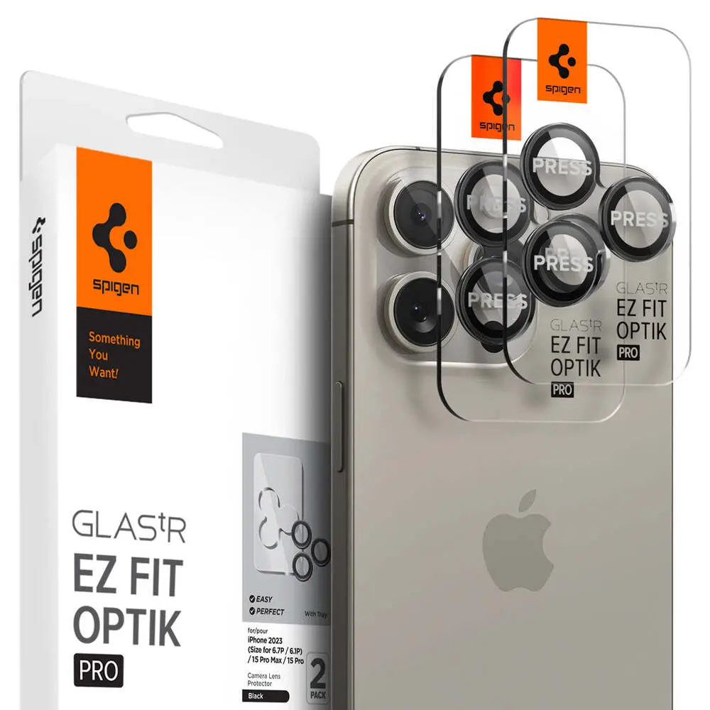 Spigen Apple Iphone 17 Pro Max Ez Fit Glas.Tr Optik Pro 2Pcs Camera Lens Protector - Black 1