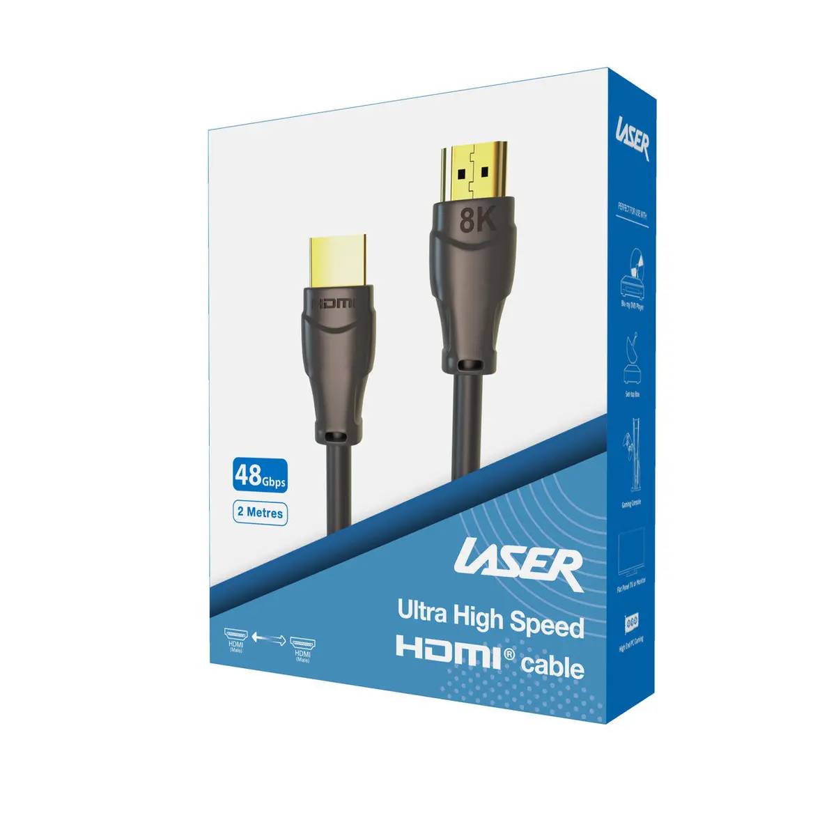 Laser 8K Hdmi 2.1 Gold Cable Ultra High Speed Vrr Earc 2M 2