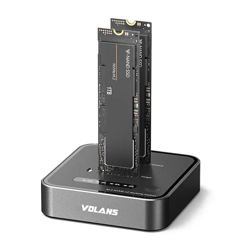 Volans Aluminium 2-Bay Usb-C (20Gbps) M.2 Nvme Pcie Ssd Docking (Vl-Ucm2ds-S) 1