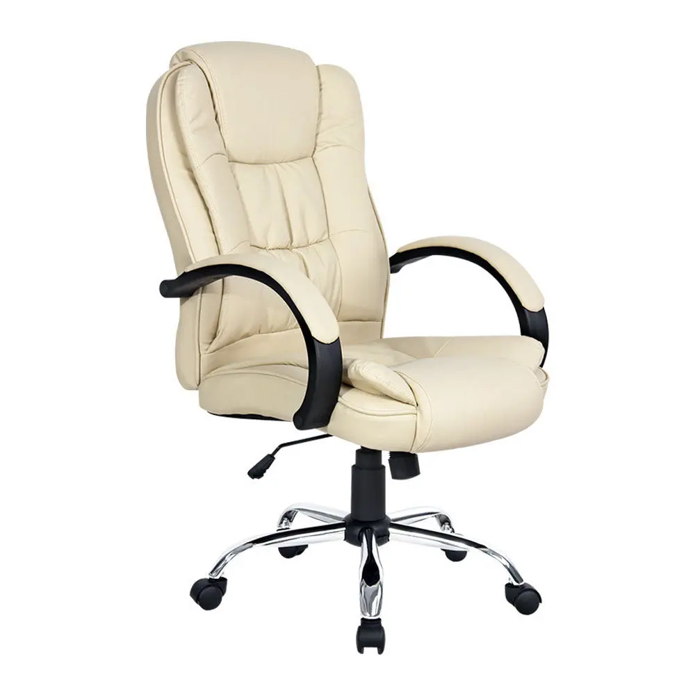 Artiss Executive Office Chair Leather Tilt (Beige) 1