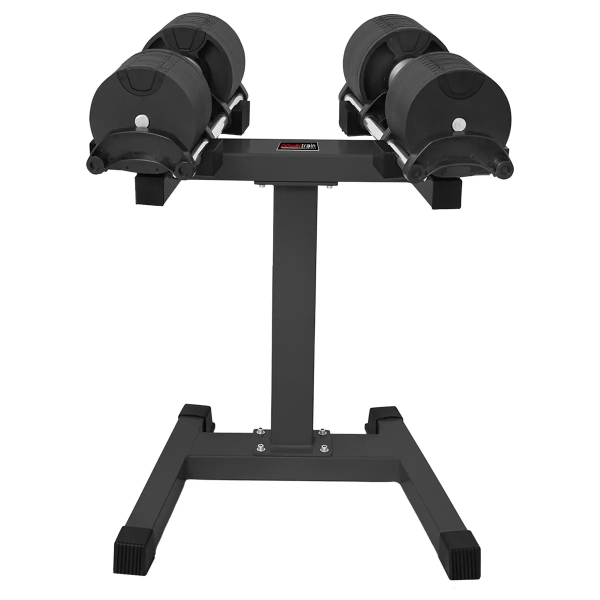 Powertrain Eon Dial Up 90Kg Adjustable Dumbbells Pair With Stand - Black 1