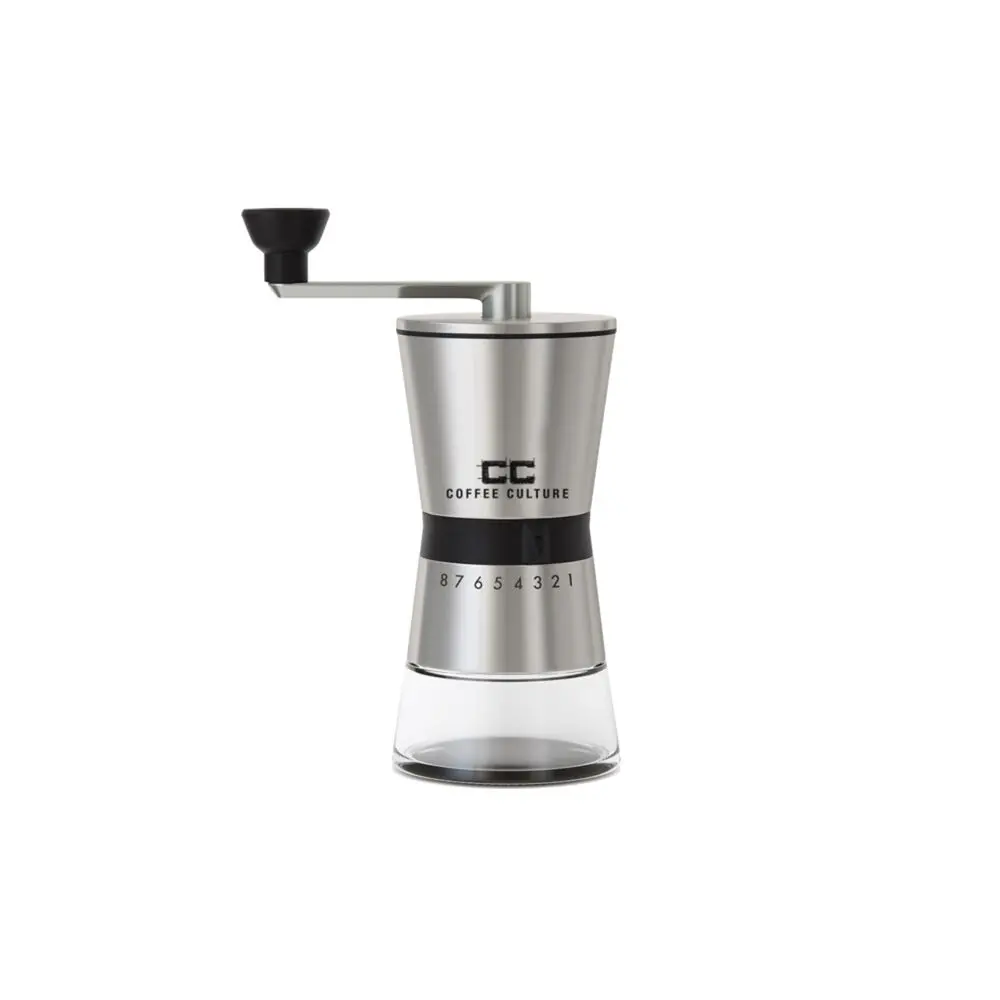 Coffee Culture Premium Stainless Steel Hand Burr Manual Coffee Grinder (Silver) 1