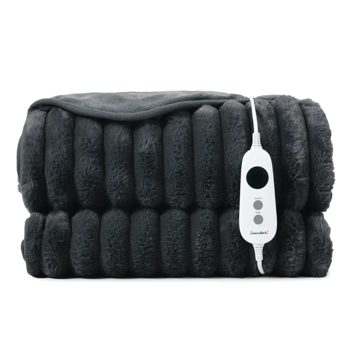 Dreamaker Cirra Chunky Embossed Fleece Heated Throw [180X200cm] (Charcoal) 1
