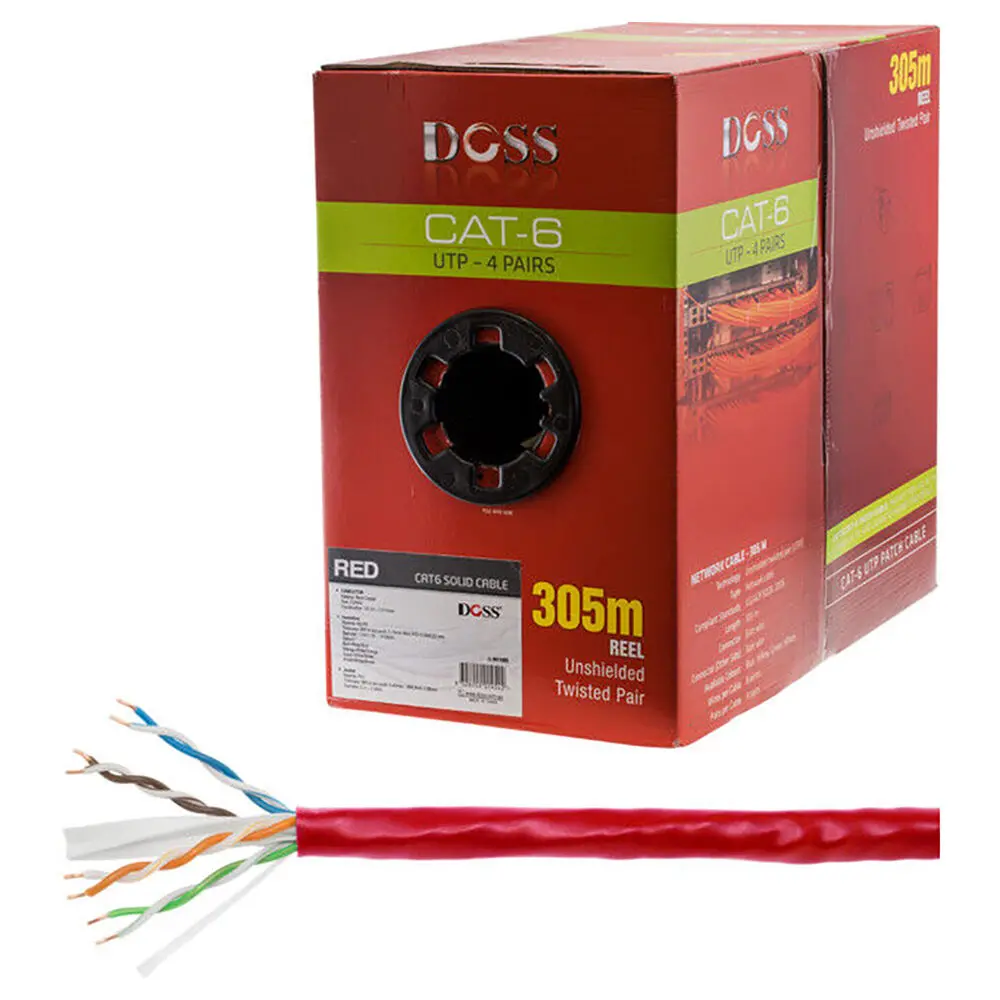 Doss Cat6 Solid Utp 4-Pair Lan Cable 305M (Red) 1
