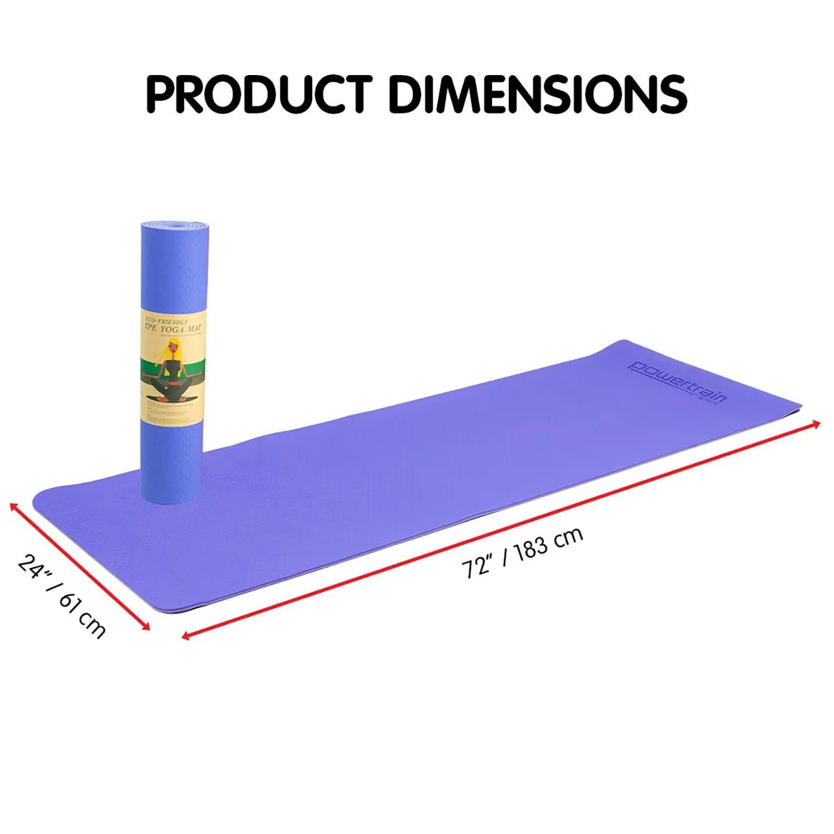 Powertrain Tpe Yoga Exercise Mat Home Gym Pilates Fitness 8Mm Thick In Light Purple 2