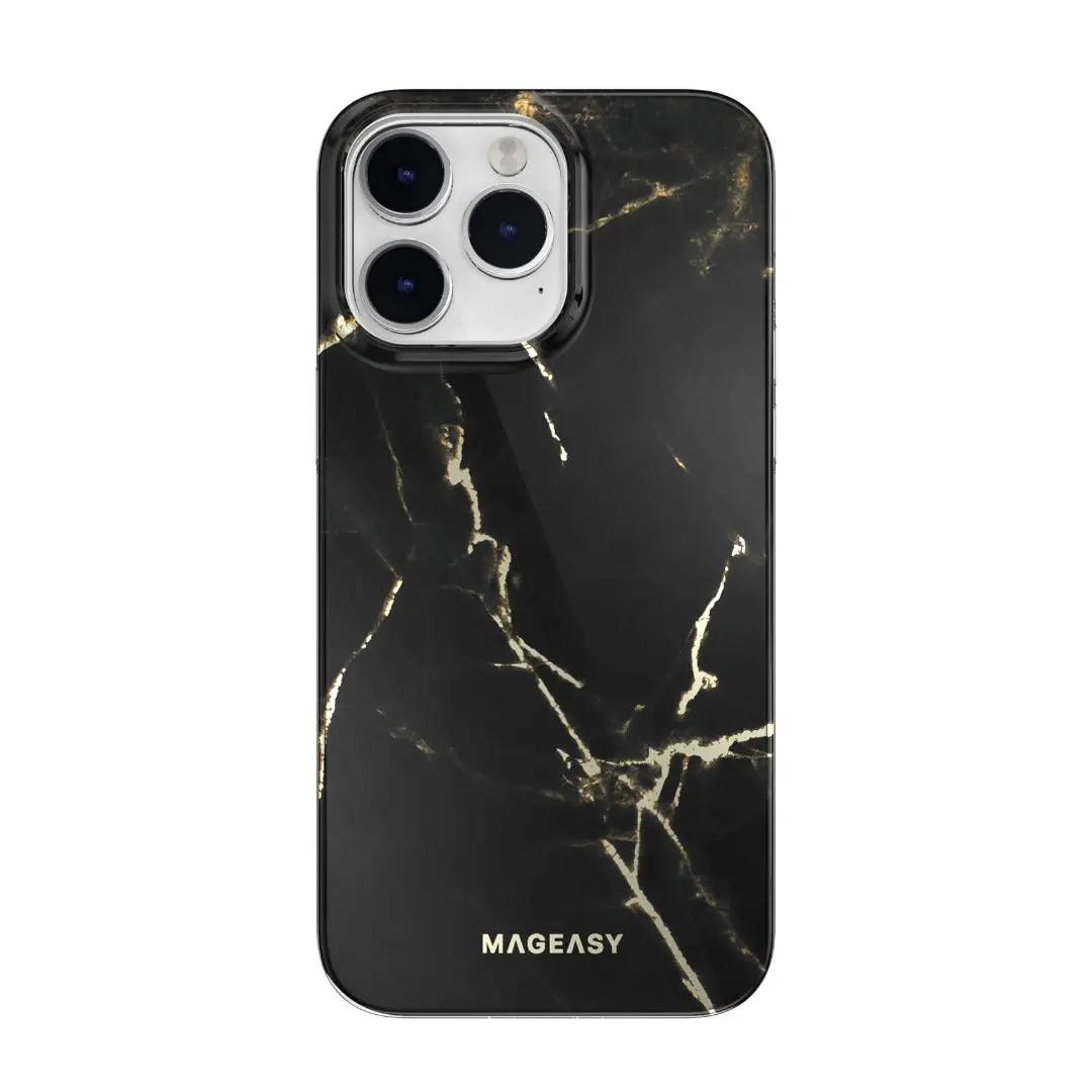 Mageasy Marble Case Iphone 14 Pro - Pearl Black Magsafe 1