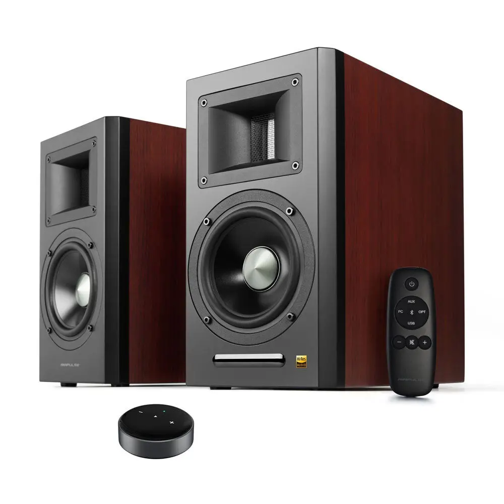 Airpulse A100 Active Wireless Speakers And Wiim Mini (Cherry Wood) 1