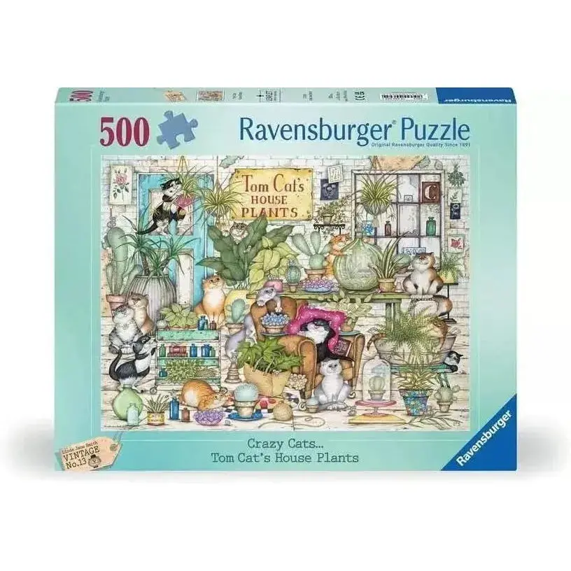 Ravensburger 500Pc Crazy Cats Tom Cat's House Plants Puzzle 1
