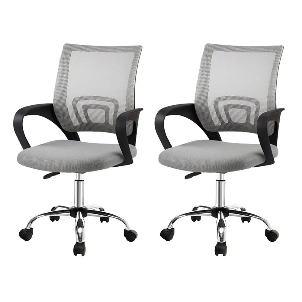 Artiss 2X Mesh Office Chair Mid Back (Grey) 1