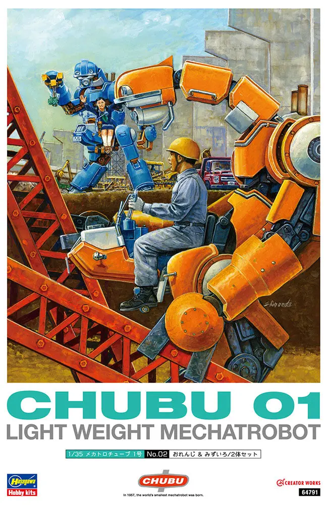 1/35 Chubu 01 No.02 (Orange And Light Blue) Light Weight Mechatrobot 2Kits 1