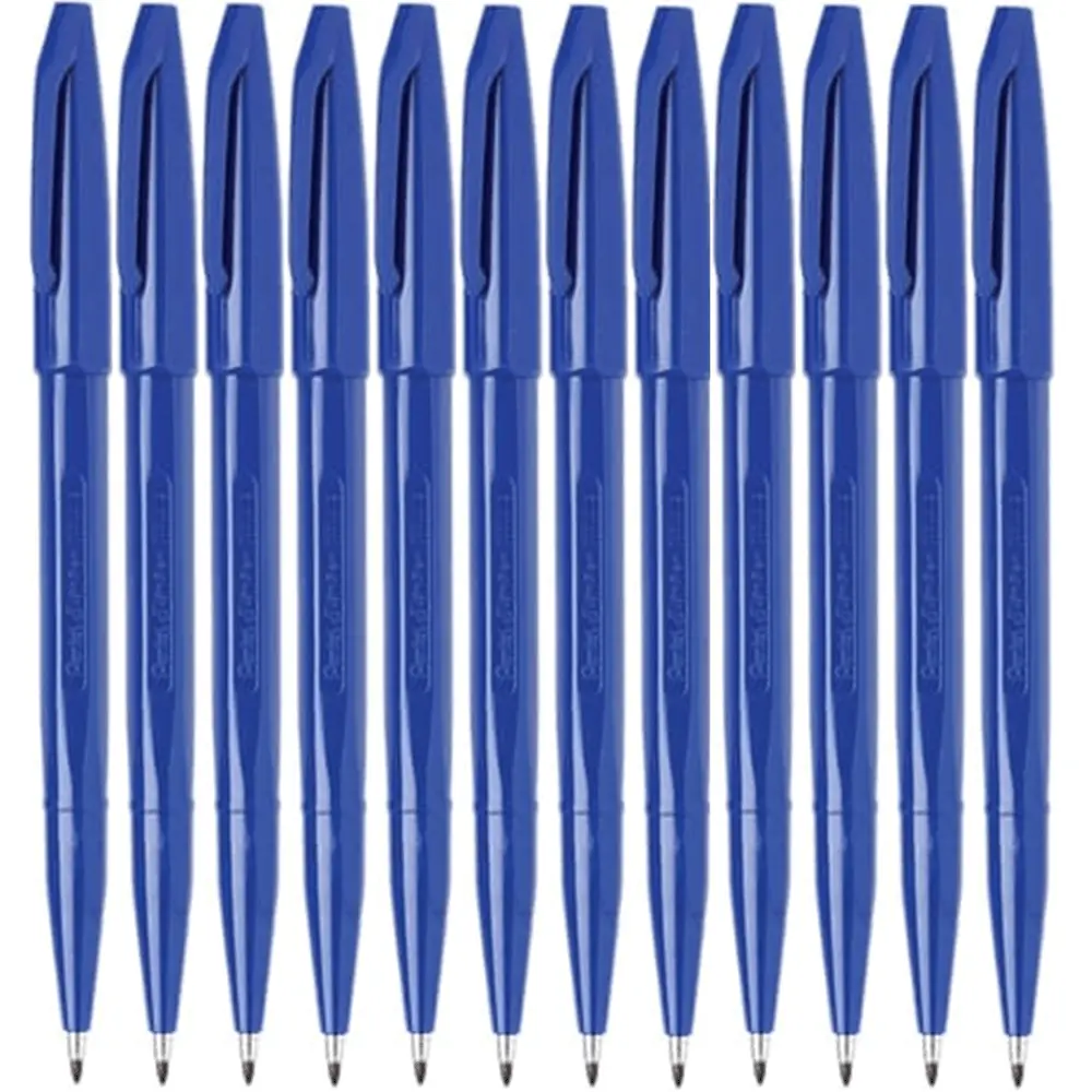 Pentel S520 Box 12 Sign Pen Medium Fibre Tip 0.8Mm (Blue) 1