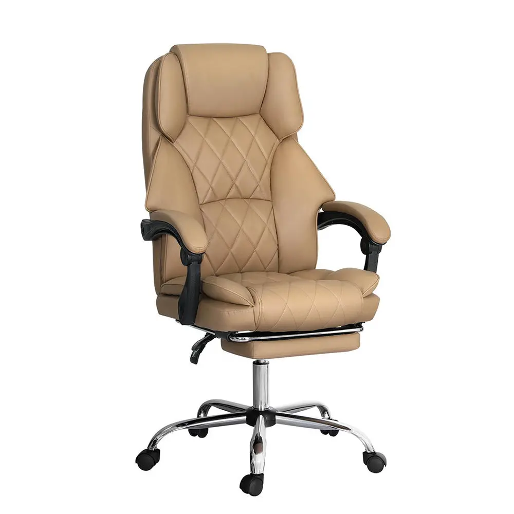 Artiss Executive Office Chair Leather Footrest (Espresso) 1