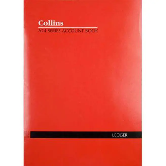 Collins A24 Series Account Book Double Ledger Feint Ruled Stapled 24 Leaf A4 Red 1