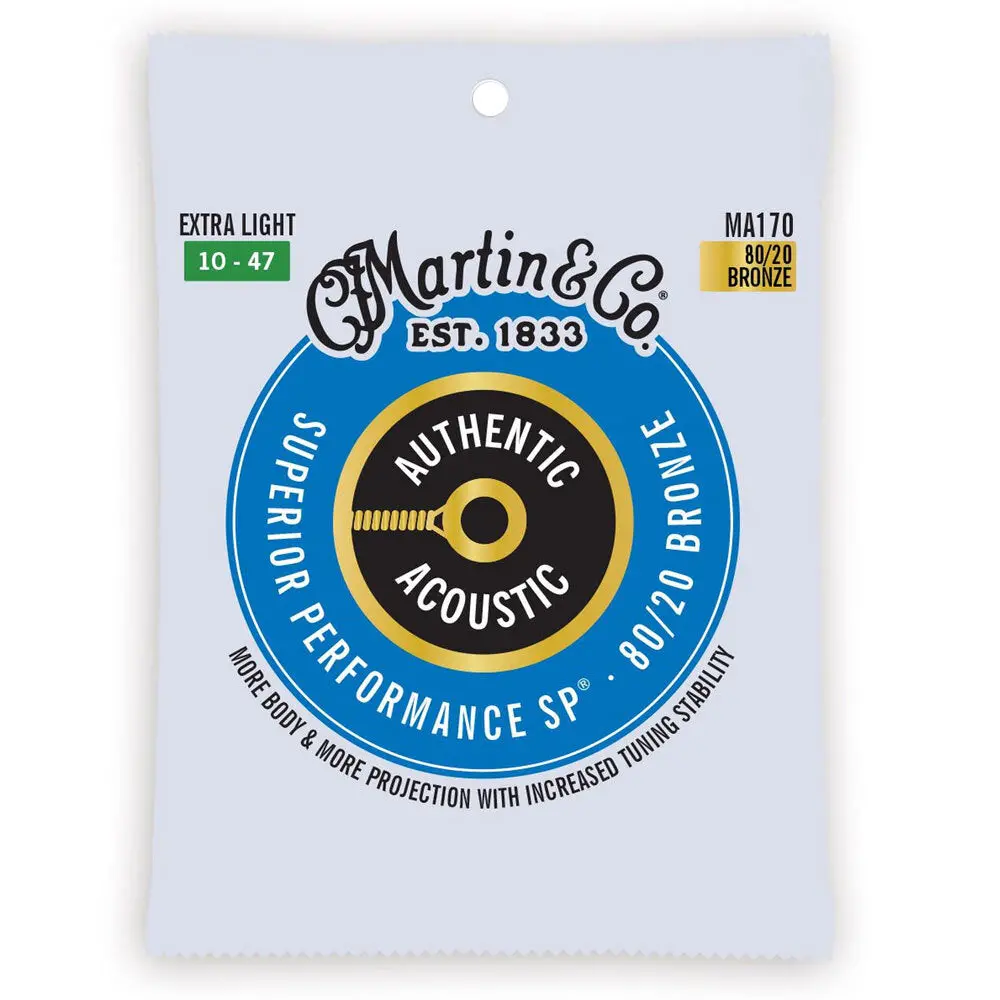 Martin Guitar Ma170 Authentic Acoustic Strings 80/20 Bronze Extra Light 1