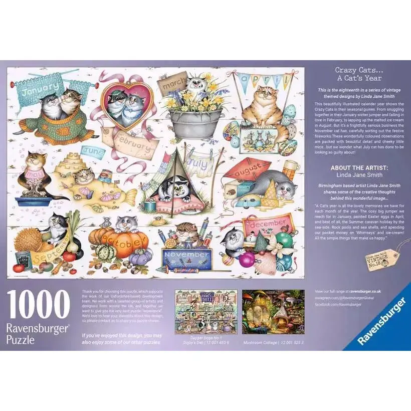 Ravensburger 1000Pc Crazy Cats: Cat's Calendar Puzzle 2