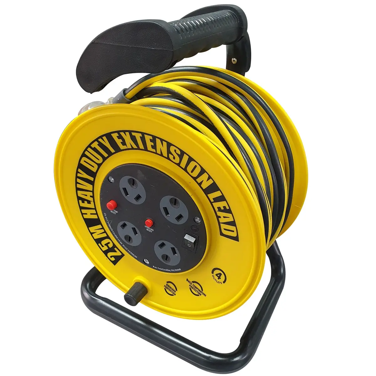 Ultracharge Heavy Duty 25M Extension Lead Reel 10A (Yellow/Black) 1