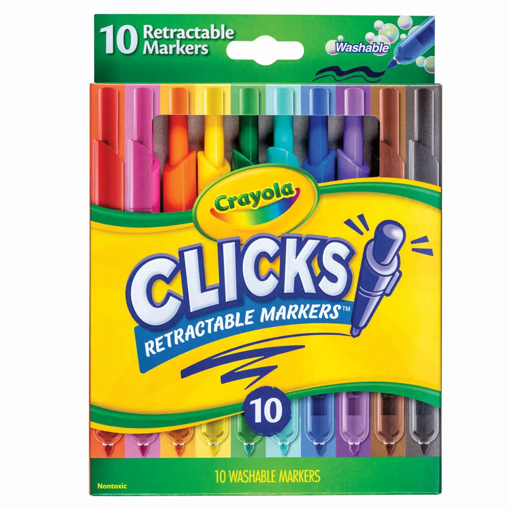 10Pc Crayola Clicks Retractable Washable Markers 8+ 1