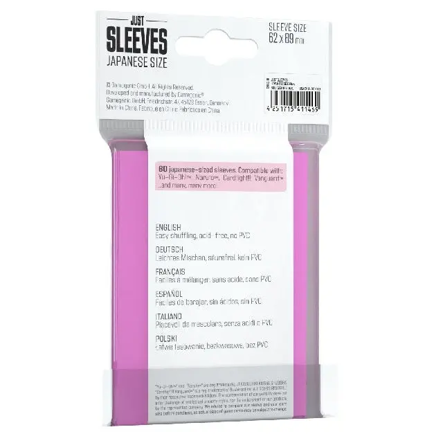 Gamegenic Just Sleeves Japanese Size (Pink) 1