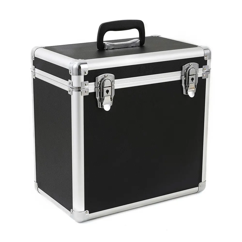 Silcron Aluminium 55 Record Heavy Duty Storage Case (Black) 1