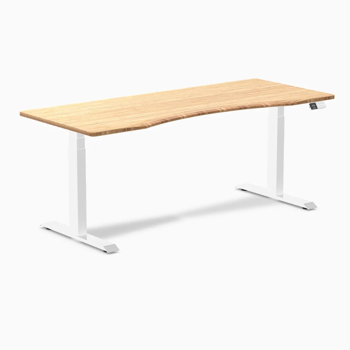 Desky Dual Ergo Edge Sit Stand Desk 180Cm Bamboo Desktop And White Frame 1