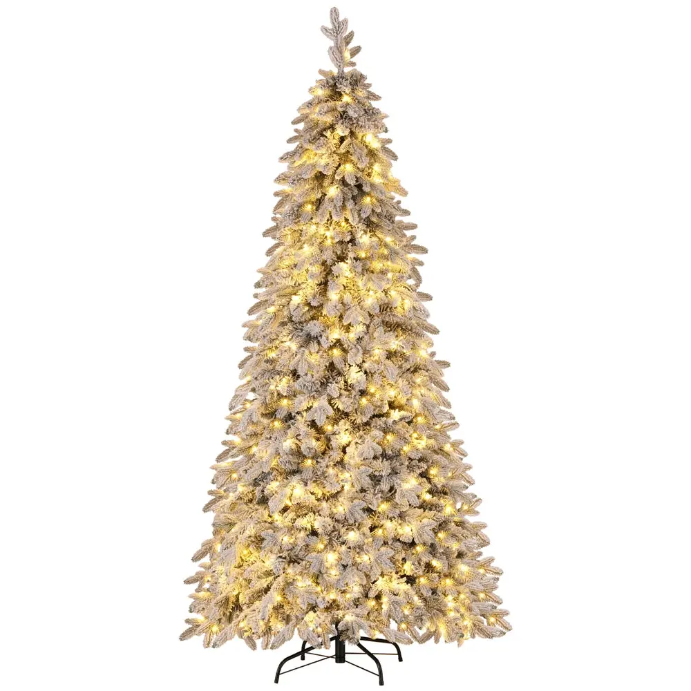 Jingle Jollys Christmas Tree 2.1M Flocking Pencil Tree Led Xmas 860 Tips White 1